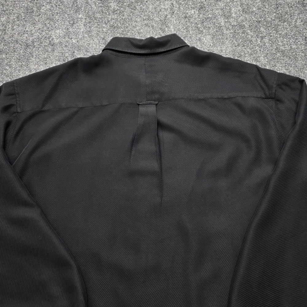 Bugatchi Uomo Men's XL Black Ribbed Textured Long Sleeve Button Down Dress Shirt - Picture 8 of 14